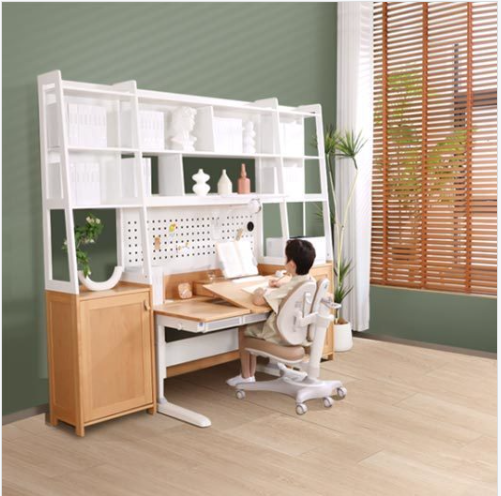 M7 228 Children Learning Desk with Extrage LargeBookshelf,Study Desk Chair Furniture in Home
