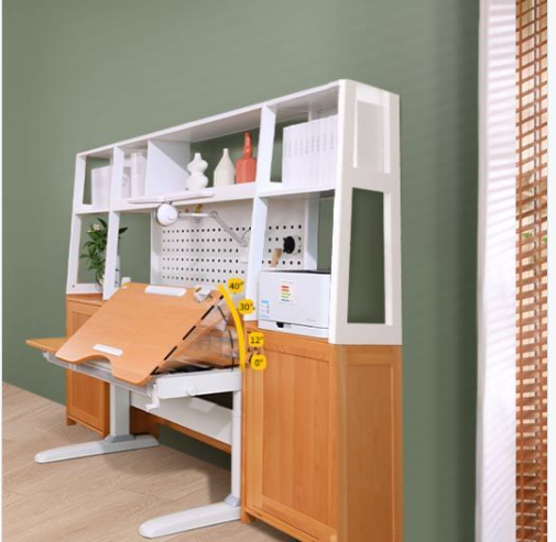 M7 228 Children Learning Desk with Extrage LargeBookshelf,Study Desk Chair Furniture in Home