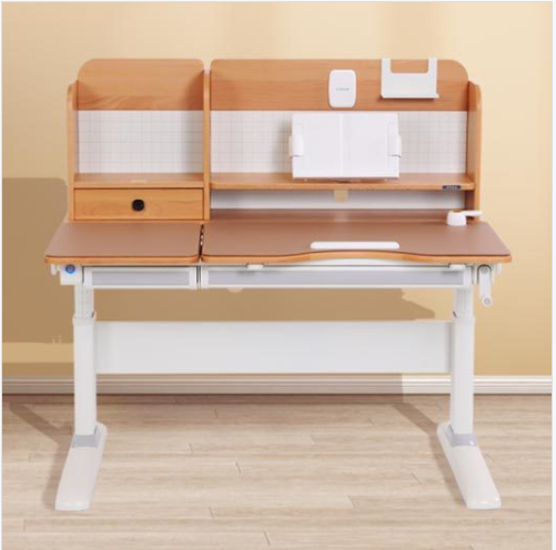 M7 120 Natural Solid Wood Ergonomic Kid's StudyDesk and Chair Set Children's Study Desk with TiltableDesktop&Book Holder